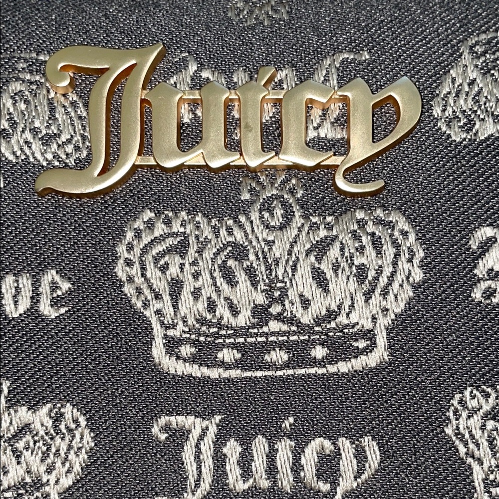 Viral Juicy Couture Brown and Gold Crown Zip Wallet w/gold jewel Scottie charm - Picture 2 of 12